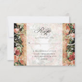 秋エレガントフローラブルゴーニュ赤面フローラ金ゴールドInv 招待状 (正面)
