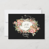 秋エレガントフローラブルゴーニュ赤面フローラ金ゴールドInv 招待状 (裏面)