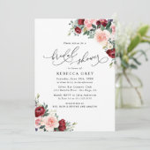 秋エレガントフローラブルゴーニュ赤面ブライダルシャワー 招待状 (スタンド正面)