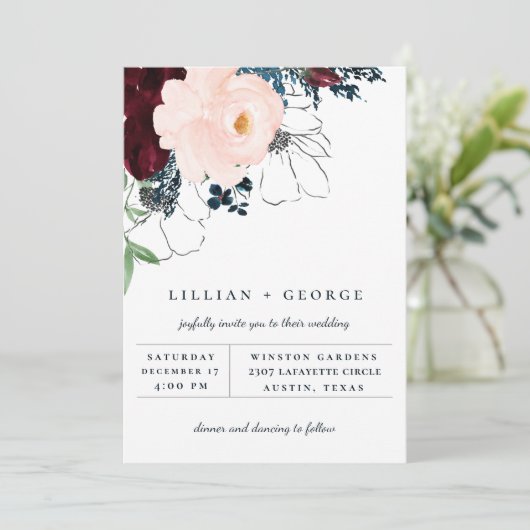 秋エレガントフローラブーケ結婚式招待状 案内状 (スタンド正面)