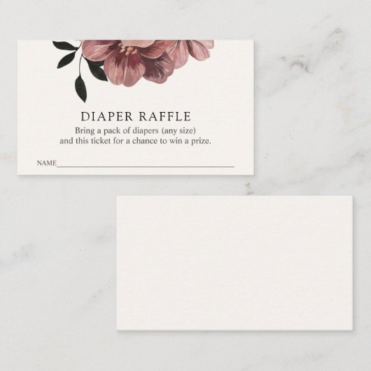 秋エレガントフローラベビーオムツラッフルチケット  エンクロージャーカード (正面/裏面)