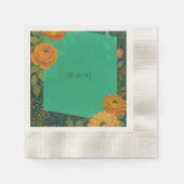 秋エレガントフローラモノグラ結婚ム 縁ありカクテルナプキン (正面)