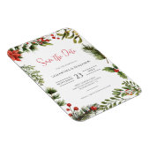 秋エレガントフローラ冬の結婚式の日付を保存 マグネット (右側)