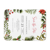 秋エレガントフローラ冬の結婚式の日付を保存 マグネット (横)