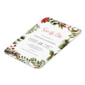 秋エレガントフローラ冬の結婚式の日付を保存 マグネット (左側)