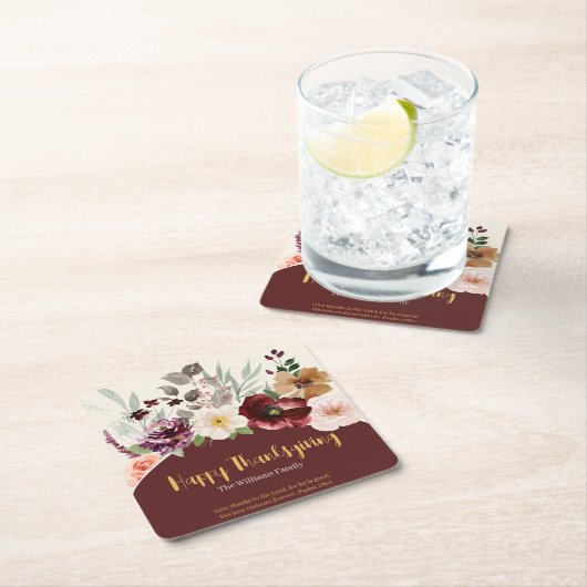 秋エレガントフローラ感謝祭 スクエアペーパーコースター (インサイチュ)