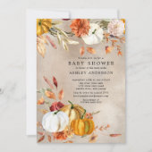 秋エレガントフローラ秋のベビーシャワー 招待状 (正面)