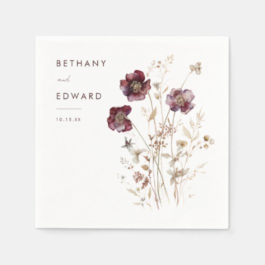 秋エレガントフローラ結婚ナプキンス スタンダードカクテルナプキン (正面)