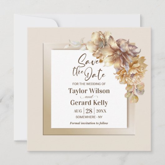 秋エレガントフローラ結婚式の日付の保存 (正面)