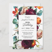 秋エレガントフローラ80th誕生日パーティー 招待状 (正面)