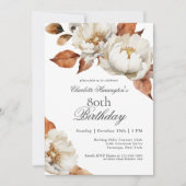 秋エレガントフローラ80th誕生日パーティー 招待状 (正面)
