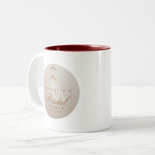 秋エレガントブライダルシャワーマグとドレスグラフィック ツートーンマグカップ (正面左)