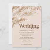 秋エレガントブラウンパンパスグラス結婚式招待状 招待状 (正面)