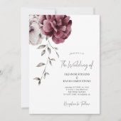 秋エレガントブルゴーニュフローラ結婚ズ 招待状 (正面)