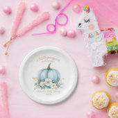 秋エレガントブルーパンプキンフローラボーイベビーシャワー ペーパープレート (パーティー)