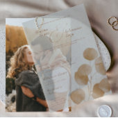 秋エレガントボタニカルテラコッタオーバーレイ結婚ズ ベラム紙招待状