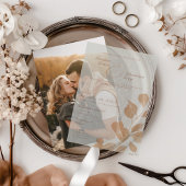 秋エレガントボタニカルテラコッタオーバーレイ結婚ズ ベラム紙招待状