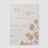 秋エレガントボタニカルテラコッタオーバーレイ結婚ズ ベラム紙招待状 (正面)