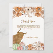 秋エレガントボホーフローラハイランドカウベビーシャワー サンキューカード (正面)