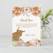 秋エレガントボホーフローラハイランドカウベビーシャワー サンキューカード (スタンド正面)