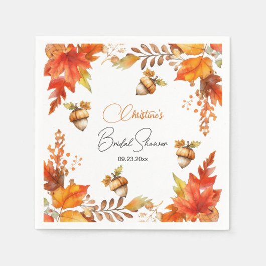 秋エレガントボーフローラブライダルシャワー スタンダードカクテルナプキン (正面)