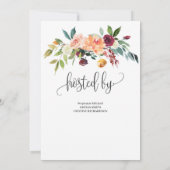 秋エレガントマリゴールドBurgundyと赤面の花 招待状 (裏面)