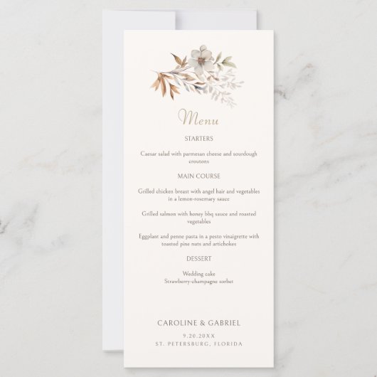 秋エレガントミニマル結婚リストワイルドフラワー (正面)