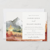 秋エレガントラストオレンジマウンテンツリーズ結婚ズ 招待状 (正面)