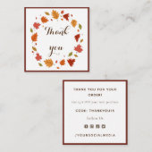 秋エレガントリーフありがとうお客様への感謝 スクエア名刺 (正面/裏面)