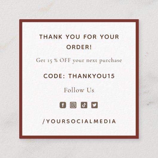 秋エレガントリーフありがとうお客様への感謝 スクエア名刺 (裏面)