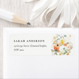 秋エレガントワイルドフラワーカボチャ水彩アドレス ラベル