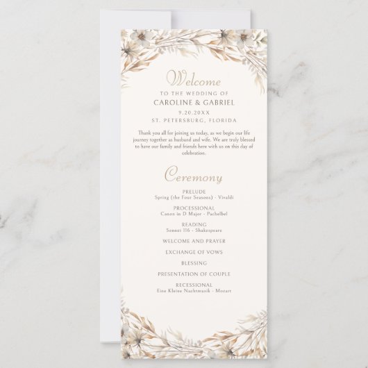 秋エレガントワイルドフラワー結婚式 プログラム (正面)