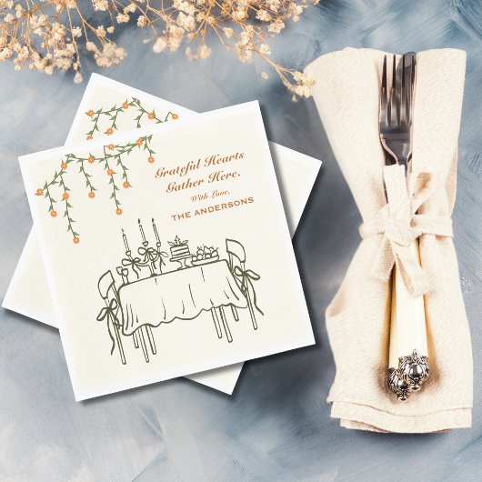 秋エレガント感謝祭の友達ディナー スタンダードランチョンナプキン