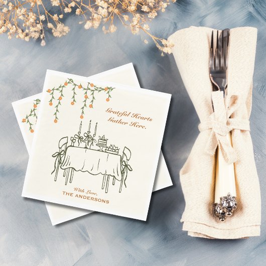 秋エレガント感謝祭の友達ディナー スタンダードランチョンナプキン