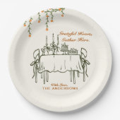 秋エレガント感謝祭の友達ディナー ペーパープレート (正面)