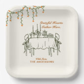 秋エレガント感謝祭の友達ディナー ペーパープレート (正面)