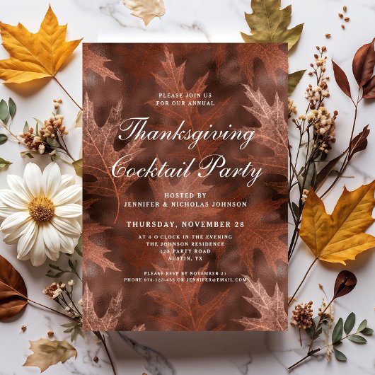 秋エレガント感謝祭カクテルパーティー 招待状