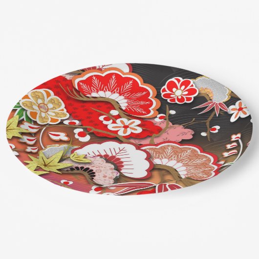 秋エレガント日本のの着物 ペーパープレート (アングル)