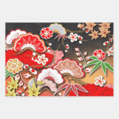 秋エレガント日本のの着物 ラッピングペーパーシート (正面3)