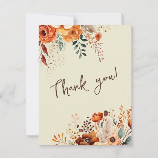 秋エレガント植物写真結婚の サンキューカード (正面)