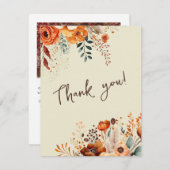 秋エレガント植物写真結婚の サンキューカード (正面/裏面)
