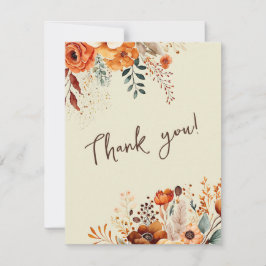秋エレガント植物写真結婚の サンキューカード