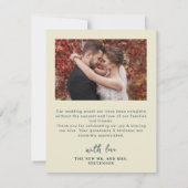 秋エレガント植物写真結婚の サンキューカード (裏面)