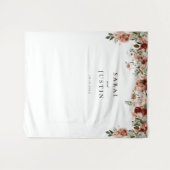 秋エレガント植物学フローラ結婚の背景 タペストリー (正面(横))