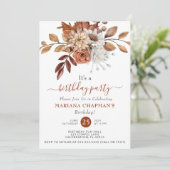 秋エレガント水彩フローラ誕生日パーティー 招待状 (スタンド正面)