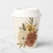 秋エレガント水色フローラブライダルシャワー 紙コップ (裏面)