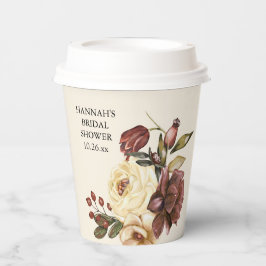 秋エレガント水色フローラブライダルシャワー 紙コップ