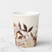 秋エレガント水色フローラブライダルシャワー 紙コップ (左)