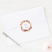 秋エレガント水色フローラ結婚式の引き出物 ラウンドシール (封筒)