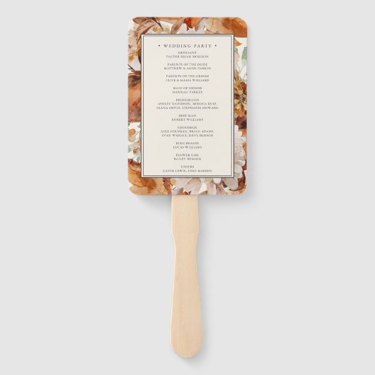 秋エレガント水色フローラ結婚式 プログラム ハンドファン (裏面)